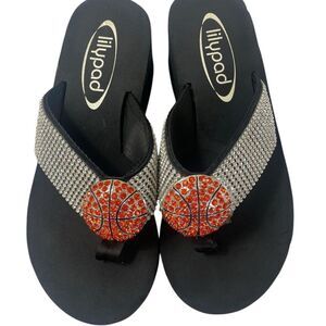 Lilypas Black and Silver Women's Sandals with real crystal rhinestones Basket…